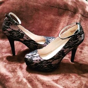 5" Madeline Girl Black Laced Heels